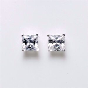 Firkantet ørestik med zirkonia sten i sølv med 4 grabber