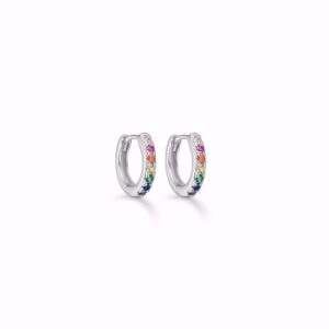 Seville Jewelry creoler sølv multicolor zirkonia sten 10,5mm - 11334