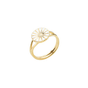 MARGUERIT-RING-FORGYLDT-11MM-MED-HVID-EMALJE-925-907011-M-2644