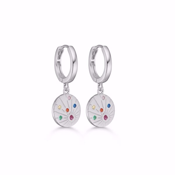 Creoler øreringe med vedhæng og med multicolor sten Seville jewelry