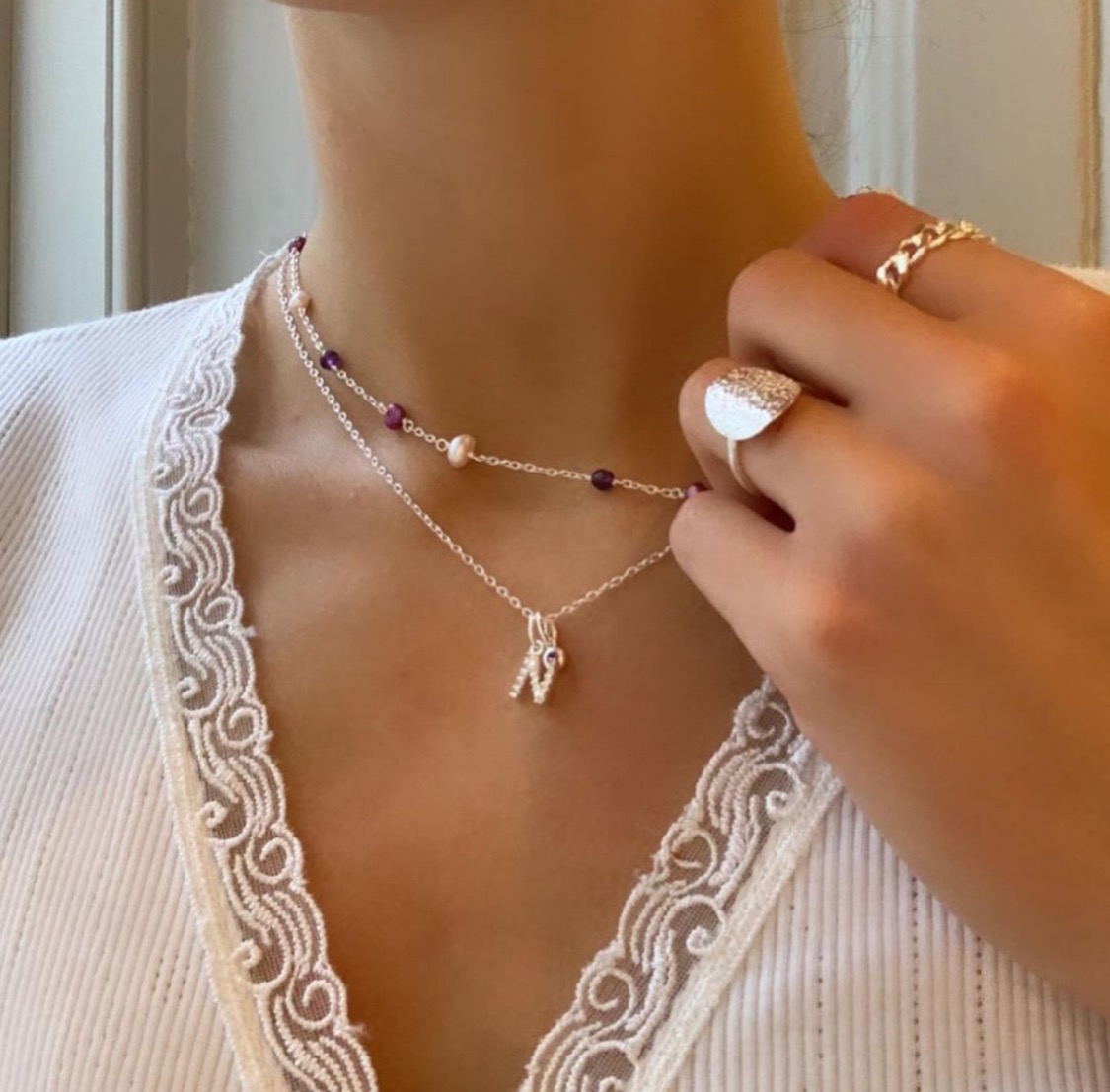 Susanne Friis Bjørner bogstav vedhæng med zirkonia sten forgyldt 1547-2 - Billede 2