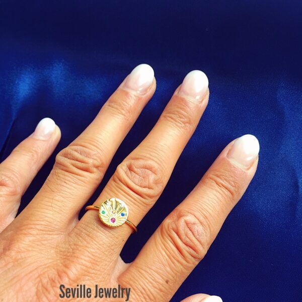 Seville Jewelry ring multifarvet zirkonia sten forgyldt sølv - 1951/2F - Image 2