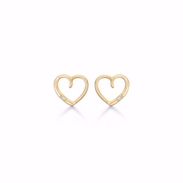 14 kt hjerte ørestikker med diamant - Guld & Sølv design 8350514