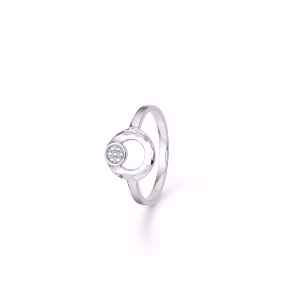 Guld & Sølv Design sølv hamret ring med zirkonia 1925
