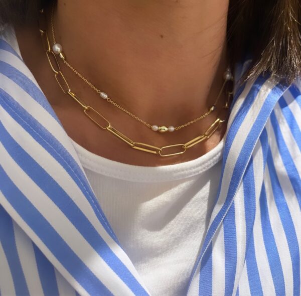 81007 + 8968 seville jewelry perlehalskæde + link halskæde