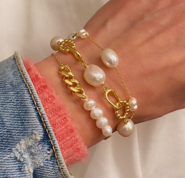 8977-8978-8976 Guld & sølv Design perle armbånd mix