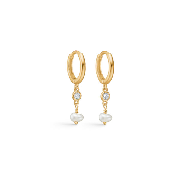 Seville Jewelry hoops med perle & zirkon 11410