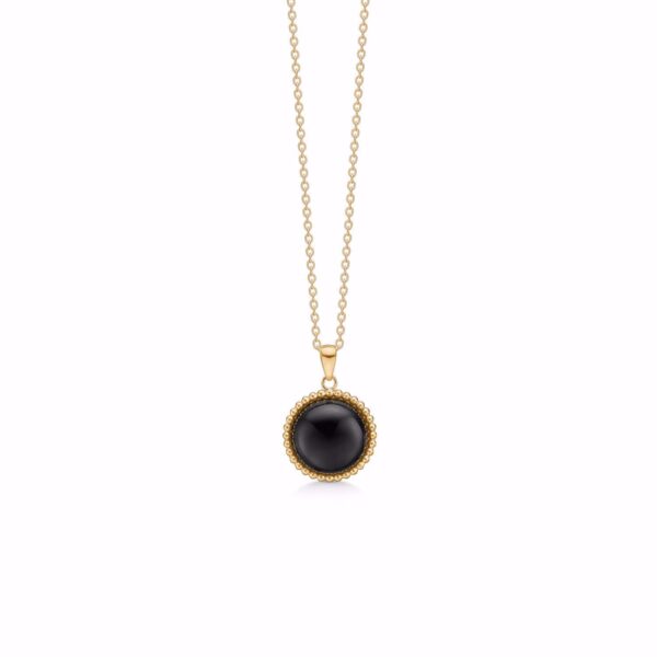Guld & Sølv Design halskæde med sort onyx vedhæng 1981/3