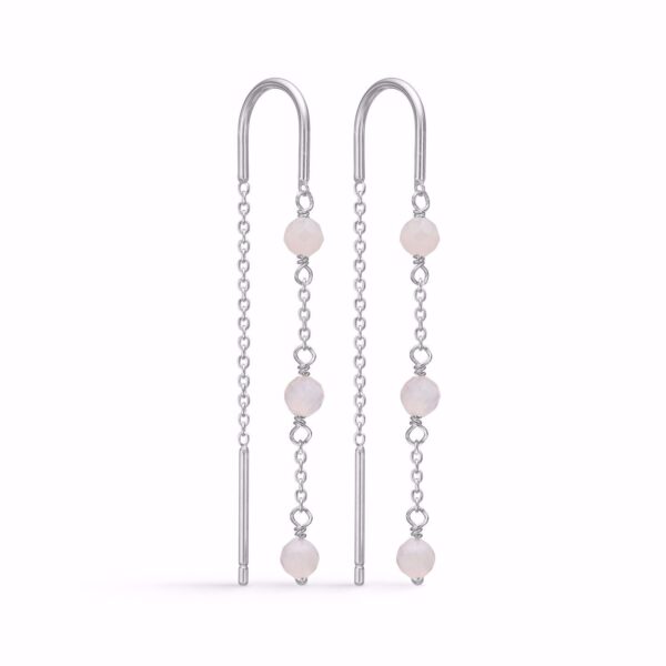 Seville Jewelry ørekæder med rosa kvarts sølv 11439