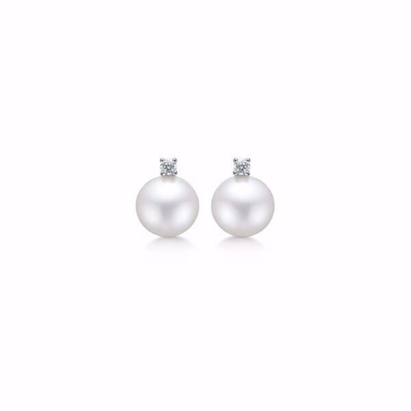 Guld & Sølv Design diamant og perle øreringe 14kt hvidguld 8279/5/14HV