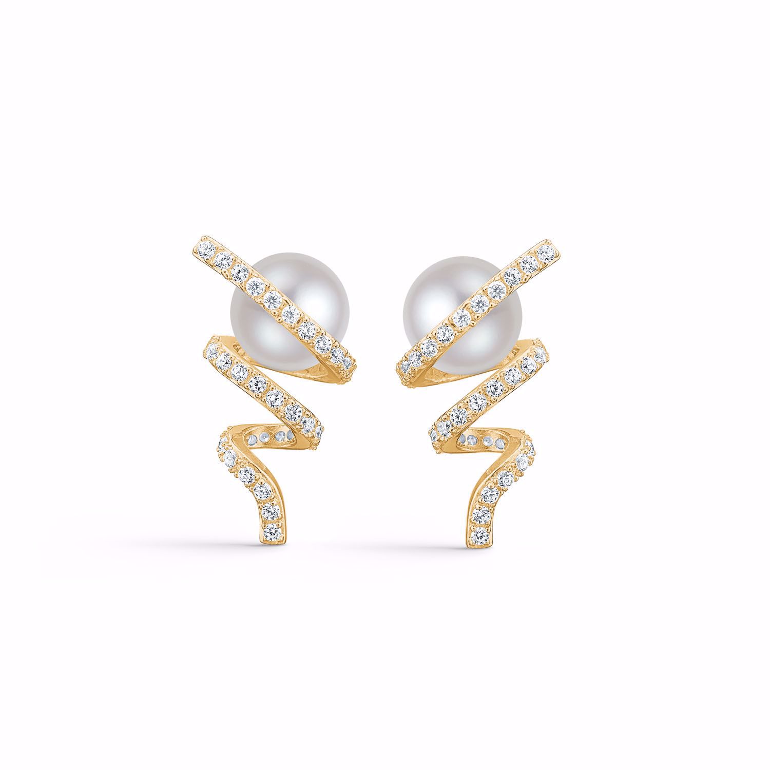 Guld & Sølv Design snoet perle øreringe med ferskvandsperle 1984/1