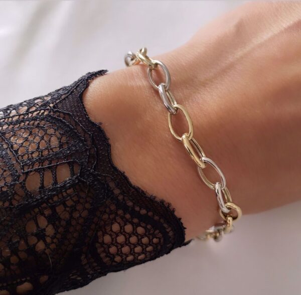 Guld & Sølv Design 2 farvet 8kt guld armbånd 9259/08