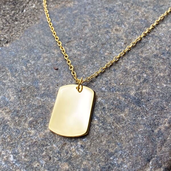 Guldfarvet Dog Tag halskæde til mænd stål 30112