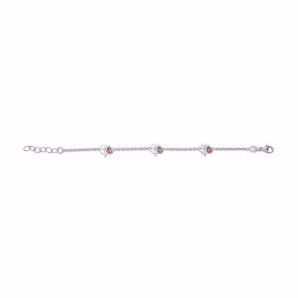 Børne sølv armbånd blomst & mariehøne - Guld & Sølv Design 81002
