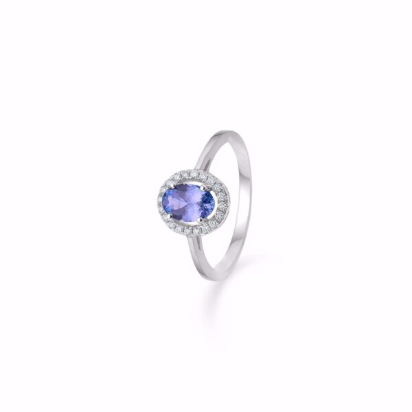 Diamant ring m. tanzanit 14kt hvidguld - Guld & Sølv Design 6444/14