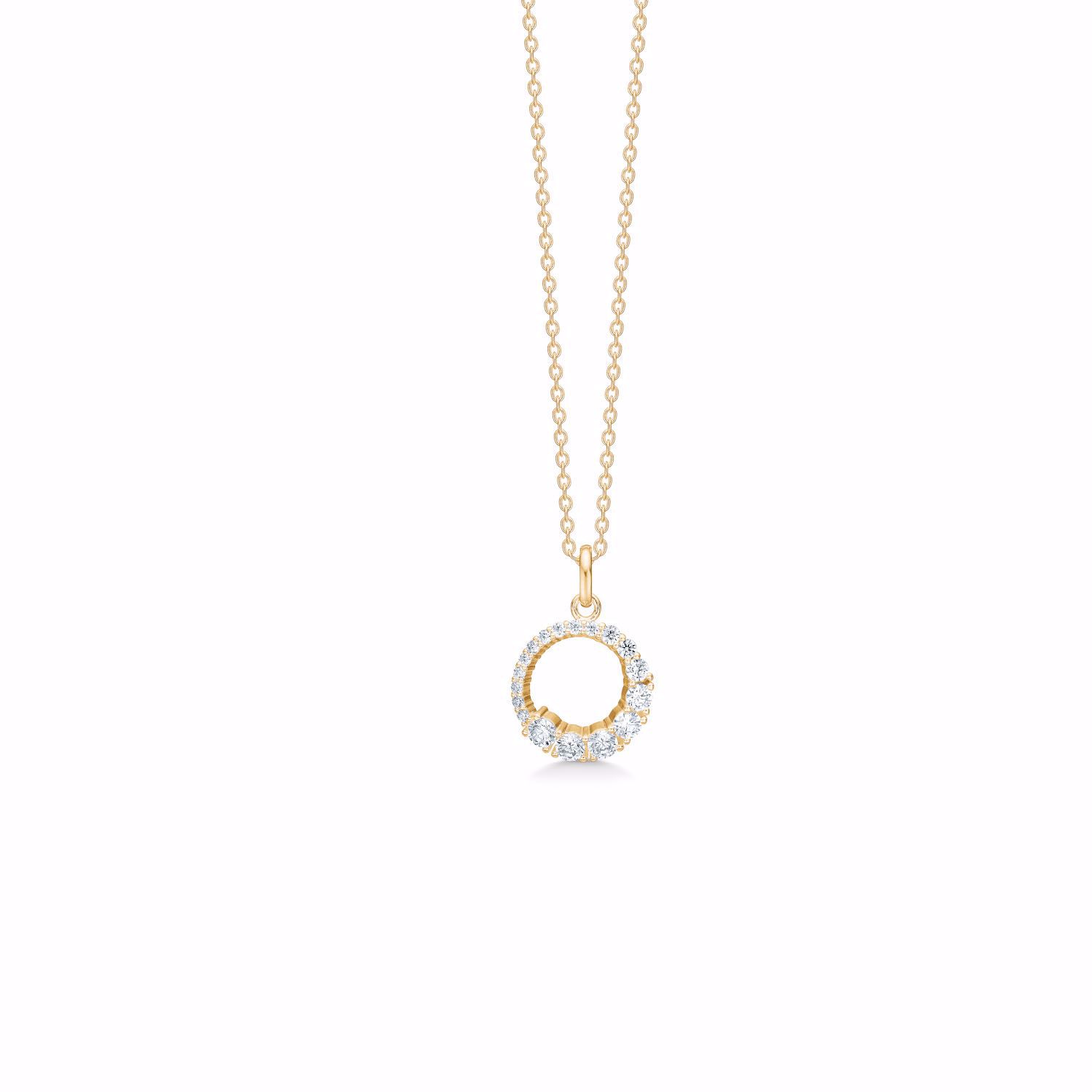 Halskæde med guld zirkonia cirkel vedhæng - Guld & Sølv Design 8409/7/08