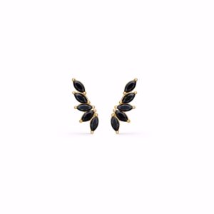 Seville Jewelry forgyldte øreringe sorte zirkonia sten 11518 - 5 stk sorte zirkonia sten formet som små blade