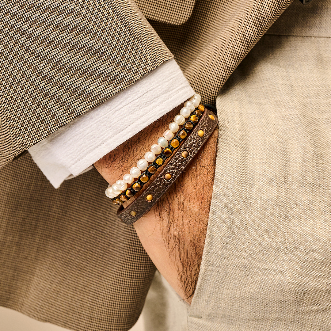 Frank1967 herre armbånd med hvide ferskvandsperler 7FB-0715 - Billede 2