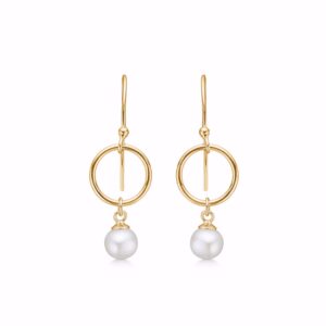 Seville Jewelry cirkel forgyldte øreringe med perle 11531/F