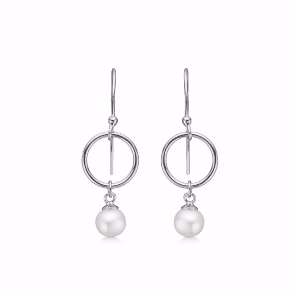 Seville Jewelry cirkel sølv øreringe med perle 11531