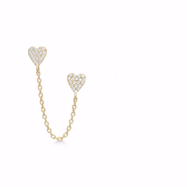 Seville Jewelry dobbelt hjerte ørestikker med zirkonia - forgyldt sølv 11533/F