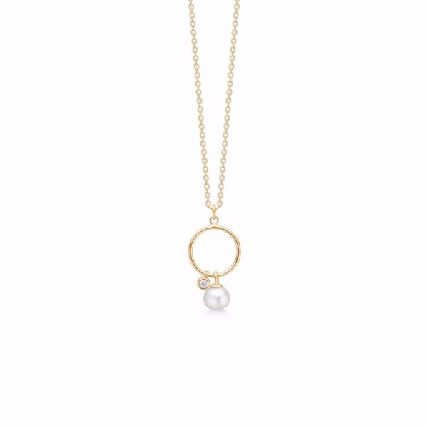 Seville Jewelry halskæde med perle & zirkonia sten vedhæng 30116/F