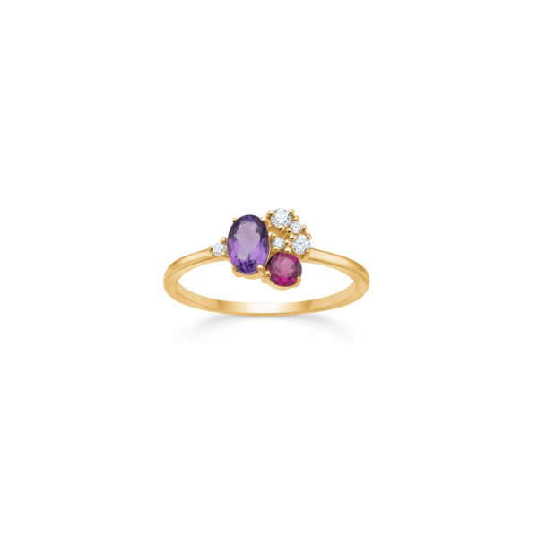 Guld & Sølv Design 8kt guldring med farvede sten 6470/08