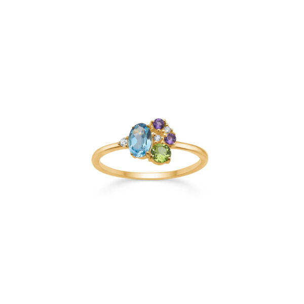 Guld & Sølv Design 8kt guldring m. ametyst, topas & zirkonia 6471/08