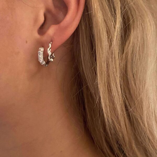 Seville Jewelry rustikke sølv øreringe 12mm - 11540 - Billede 3