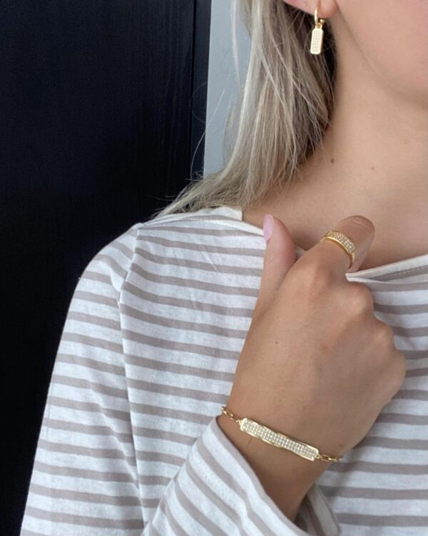 Forgyldte creoler med zirkonia plade vedhæng - Guld & Sølv Design 11546/F