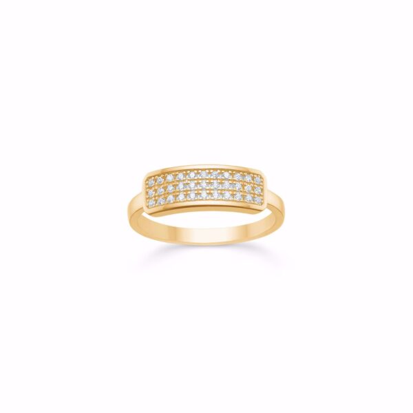 Forgyldt plade ring med zirkonia sten - Guld & Sølv Design 2657/F