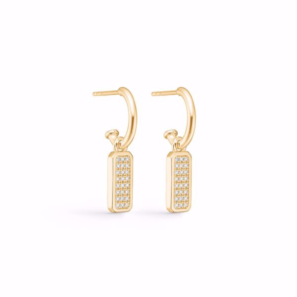 Forgyldte creoler med zirkonia plade vedhæng - Guld & Sølv Design 11546/F