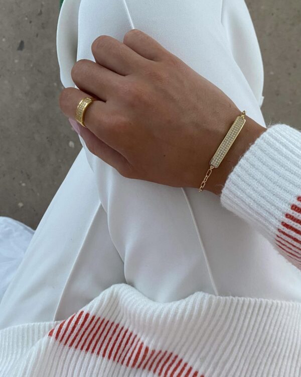 Armbånd med zirkonia plade i forgyldt sølv - Guld & Sølv Design 81013/F - Image 2
