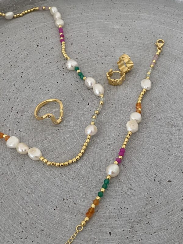 Seville Jewelry halskæde med perler & farvede sten 81014/45 - Billede 3