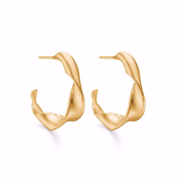 Seville Jewelry – 23mm snoede creoler i mat forgyldt sølv – 11536