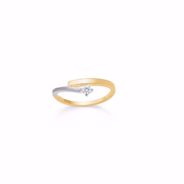 2 farvet guldring 8 kt med klar zirkonia sten - Guld & Sølv Design 6459/08