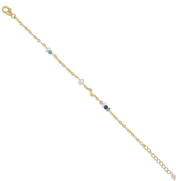 Seville Jewelry perle armbånd med farved sten forgyldt sølv 81017