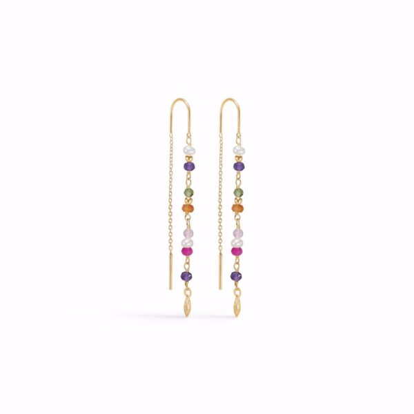 Seville Jewelry forgyldte ørekæder med farvede sten 11547/F