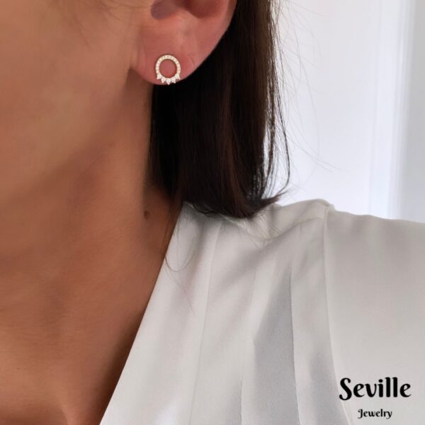 Seville Jewelry cirkel ørestikker med zirkonia sten 2030/1/F - Billede 2