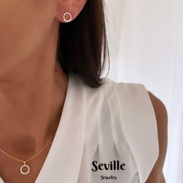 Seville Jewelry cirkel ørestikker med zirkonia sten 2030/1/F - Billede 3