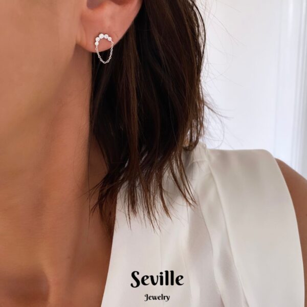 Seville Jewelry sølv øreringe med kæde 2031/1 - Billede 2