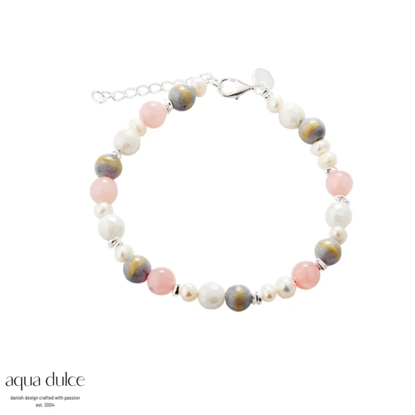 Aqua Dulce GOLD DUST perle armbånd  sølv 5844