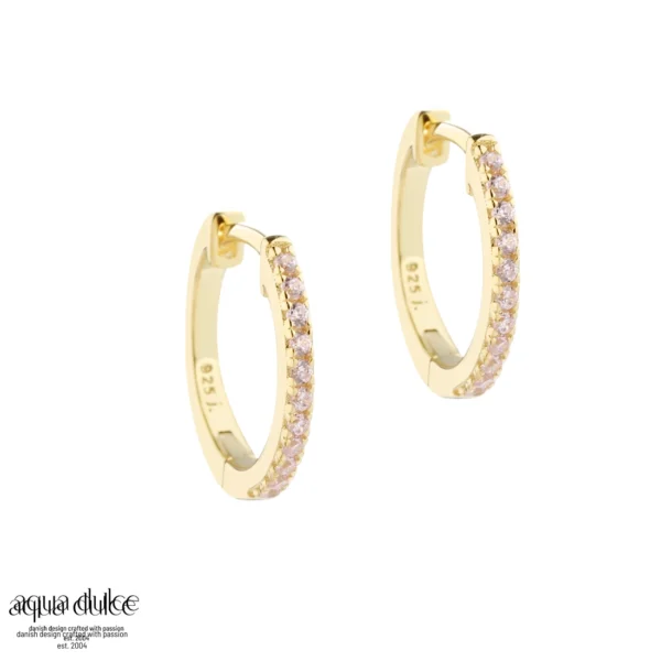Aqua Dulce ROSE RAYA forgyldte creoler rosa zirkonia 5785