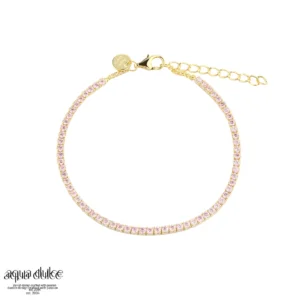 Aqua Dulce forgyldt tennis armbånd rosa zirkonia 5791