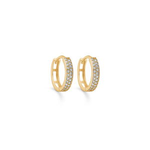 Guld creoler - 8kt guld med zirkonia sten 13mm x 2,5mm - 5627/08