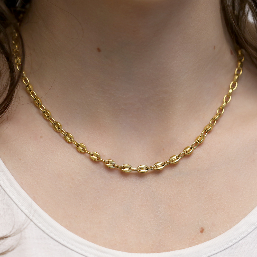 CO88 COFFEE BEAN halskæde guldfarvet rustfrit stål 8CN-26412 - Billede 2