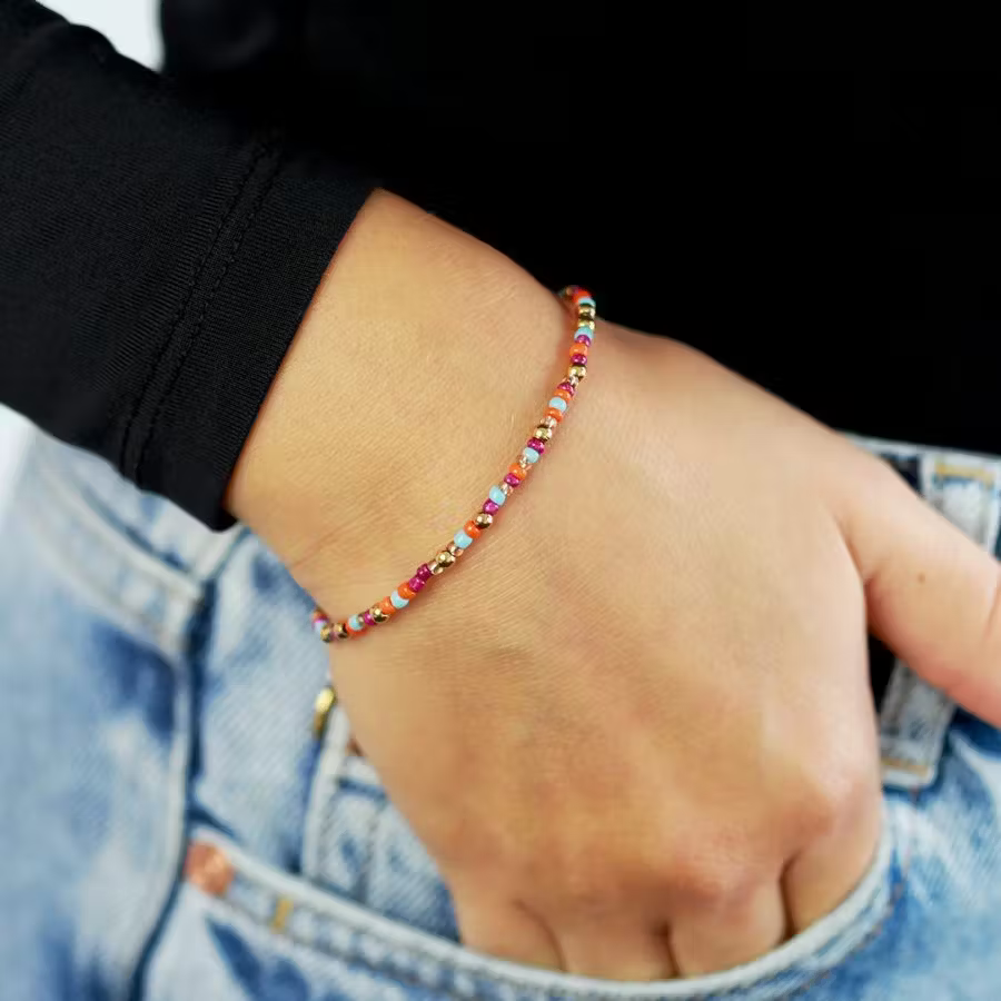 CO88 Multicolor perle armbånd stål 8CB-90907 - Billede 2