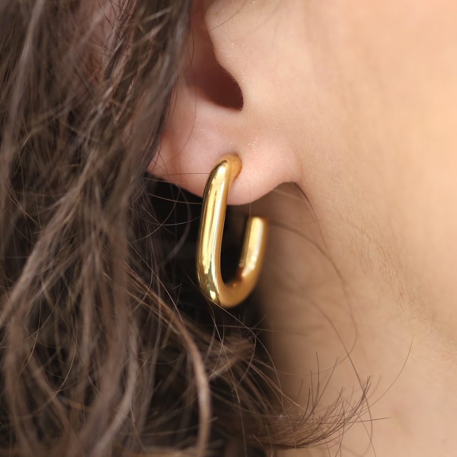 CO88 Ovale creoler guldfarvet stål 8CE-70550 - Billede 2