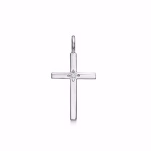Kors vedhæng 22mm x 15mm i sølv med zirkonia sten 30014