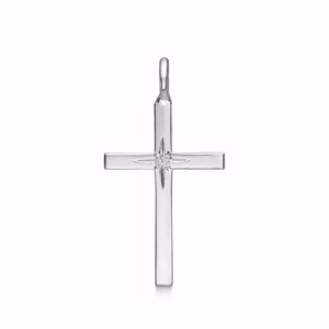 Kors sølv vedhæng 29mm x 18mm med zirkonia sten - 30015